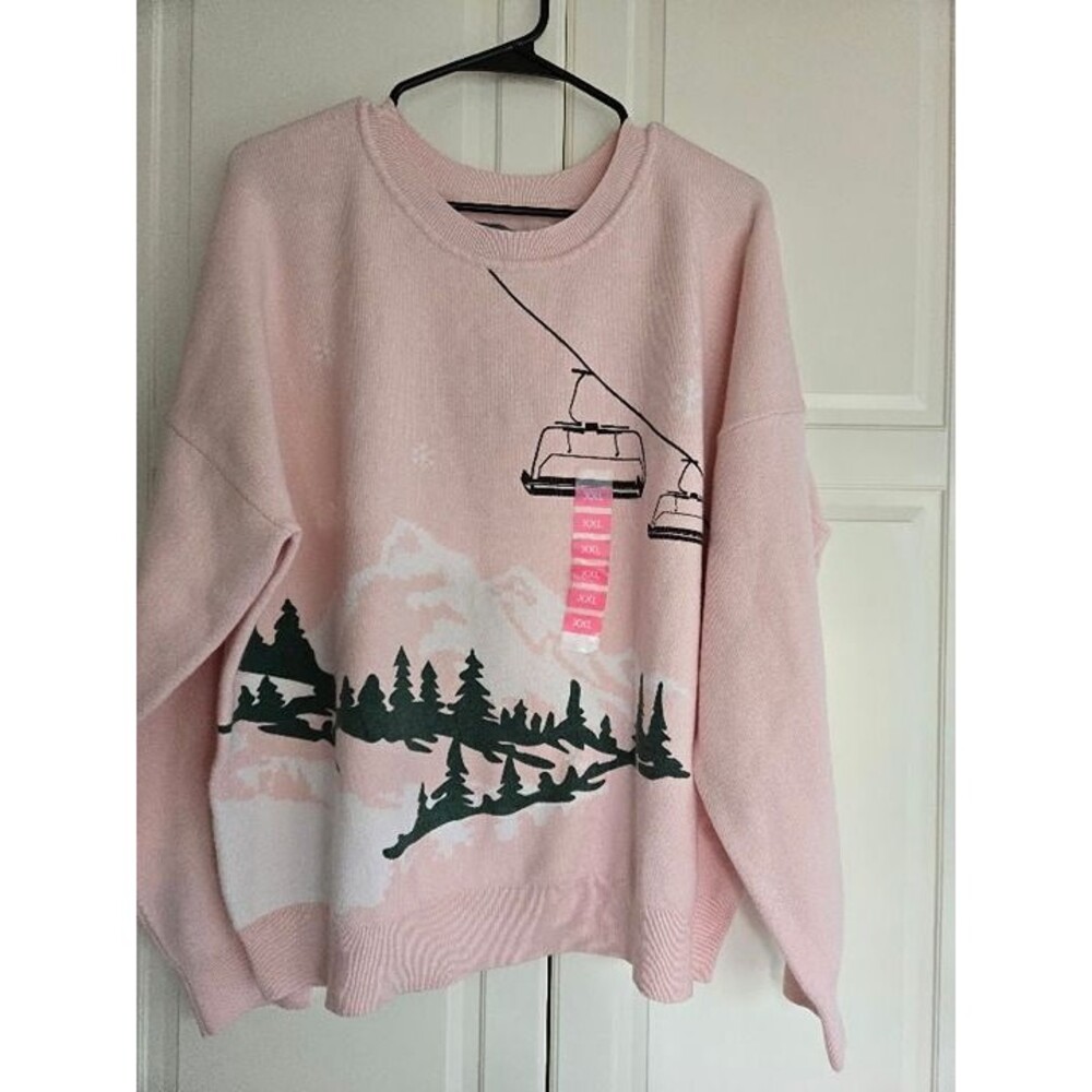 Berkely Jensen Apres Ski Sweater - Chair Lift - Pink - Womens XXL - NEW